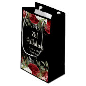 Elegant Christmas Red Flowers Birthday Party スモールペーパーバッグ (裏面アングル)