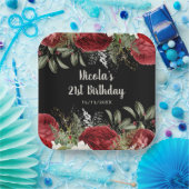 Elegant Christmas Red Flowers Birthday Party ペーパープレート (パーティー)