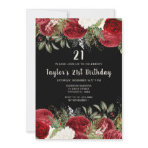 Elegant Christmas Red Flowers Birthday Party