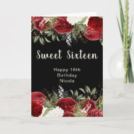 Elegant Christmas Red Flowers Sweet Sixteen カード