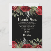 Elegant Christmas Red Flowers Sweet Sixteen サンキューカード (正面)
