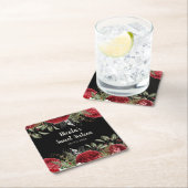 Elegant Christmas Red Flowers Sweet Sixteen スクエアペーパーコースター (インサイチュ)