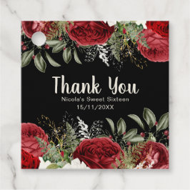 Elegant Christmas Red Flowers Sweet Sixteen フェイバータグ