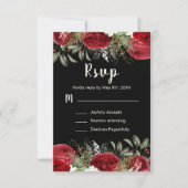 Elegant Christmas Red Flowers Sweet Sixteen 出欠カード (正面)