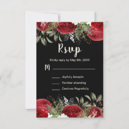 Elegant Christmas Red Flowers Sweet Sixteen 出欠カード