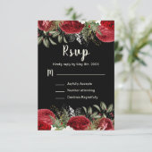 Elegant Christmas Red Flowers Sweet Sixteen 出欠カード (スタンド正面)