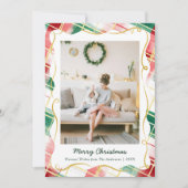 Elegant Christmas Red Green Plaid Pattern 1 Photo シーズンカード (正面)