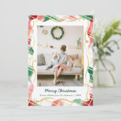 Elegant Christmas Red Green Plaid Pattern 1 Photo シーズンカード (スタンド正面)