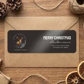 Elegant christmas reindeer black return address ラベル