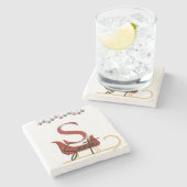 Elegant Christmas Santa Sleigh Marble Coaster ストーンコースター (横)
