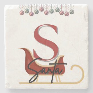 Elegant Christmas Santa Sleigh Marble Coaster ストーンコースター
