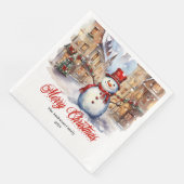 Elegant Christmas scene napkins vintage red green (コーナー)