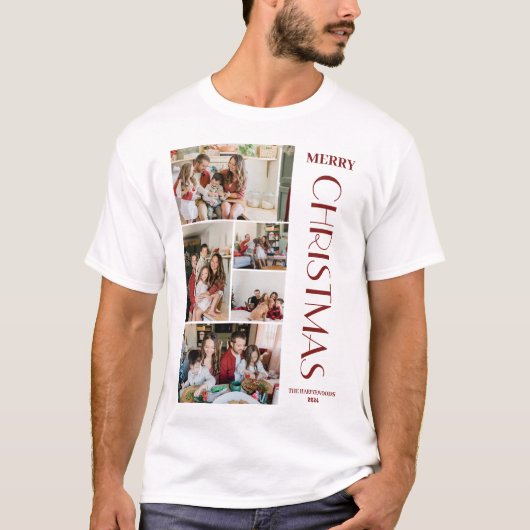 Elegant Christmas Simple Family Photo Collage Tシャツ (正面)