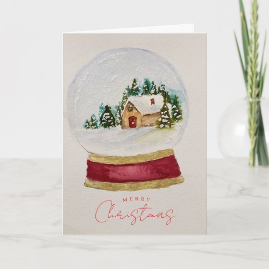 Elegant Christmas Snow Globe Greeting Card カード (正面)