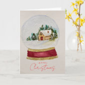 Elegant Christmas Snow Globe Greeting Card カード (黄色い花)