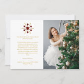 Elegant Christmas Snowflake Red & Gold 2 Photos シーズンカード (正面)