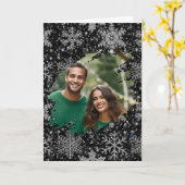 Elegant Christmas snowflakes personalize photo  カード (黄色い花)