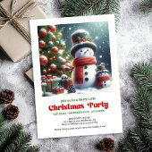 Elegant Christmas snowman invite kids editable 招待状