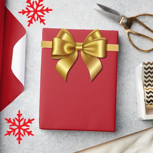 Elegant Christmas Solid Red ラッピングペーパー