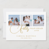 Elegant Christmas Spanish Cute 3 Multi Photo シーズンカード (正面)