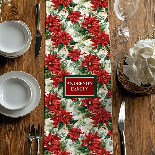 Elegant Christmas Table Runner Red Green Accent ミディアムテーブルランナー