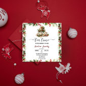 Elegant Christmas Tea Party Floral Bridal Shower 招待状