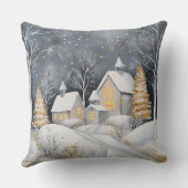 Elegant Christmas Throw Pillow – White and Gold クッション (裏面)