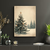 Elegant Christmas Tree Amidst Snowy Landscape ポスター