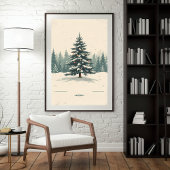 Elegant Christmas Tree Amidst Snowy Poster ポスター