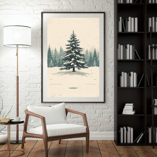 Elegant Christmas Tree Amidst Snowy Poster ポスター
