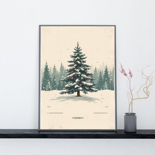 Elegant Christmas Tree Amidst Snowy Poster ポスター