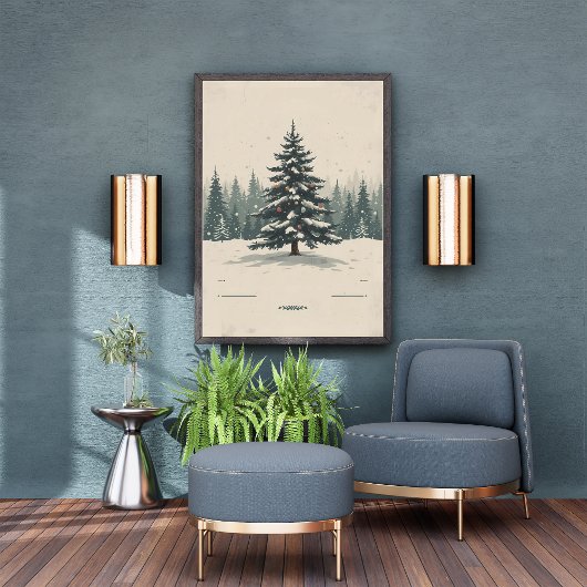 Elegant Christmas Tree Amidst Snowy Poster ポスター