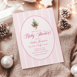 Elegant Christmas Tree Baby Shower Invitation 招待状