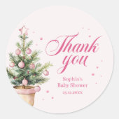 Elegant Christmas Tree Baby Shower Thank You ラウンドシール (正面)