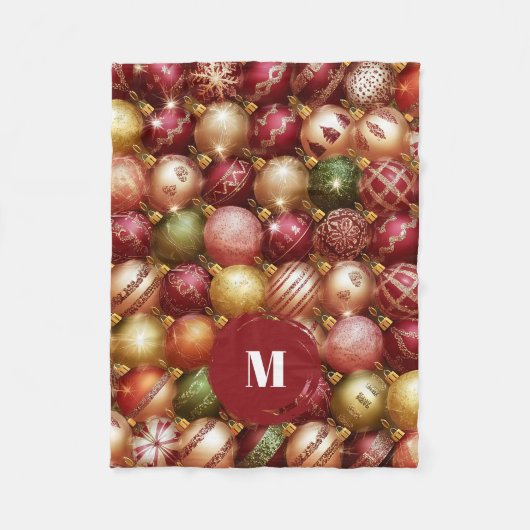 Elegant Christmas Tree Baubles フリースブランケット (正面)