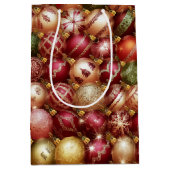 Elegant Christmas Tree Baubles Decorations Holiday ミディアムペーパーバッグ (正面)