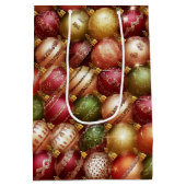 Elegant Christmas Tree Baubles Decorations Holiday ミディアムペーパーバッグ (裏面)