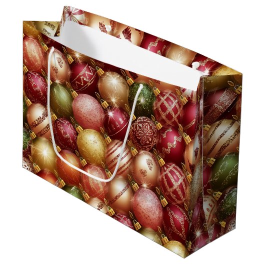 Elegant Christmas Tree Baubles Decorations Holiday ラージペーパーバッグ (正面アングル)