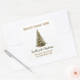 Elegant Christmas Tree Candle Labels スクエアシール