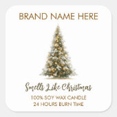 Elegant Christmas Tree Candle Labels スクエアシール (正面)