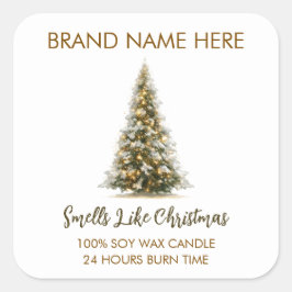 Elegant Christmas Tree Candle Labels スクエアシール