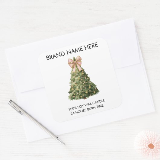 Elegant Christmas Tree | Candle Labels スクエアシール (封筒)