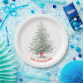 Elegant Christmas Tree & Custom Name Paper Plates ペーパープレート (パーティー)
