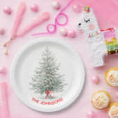Elegant Christmas Tree & Custom Name Paper Plates ペーパープレート (パーティー)