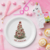 Elegant Christmas Tree Custom Name Paper Plates ペーパープレート (パーティー)