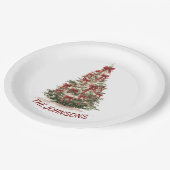 Elegant Christmas Tree Custom Name Paper Plates ペーパープレート (アングル)