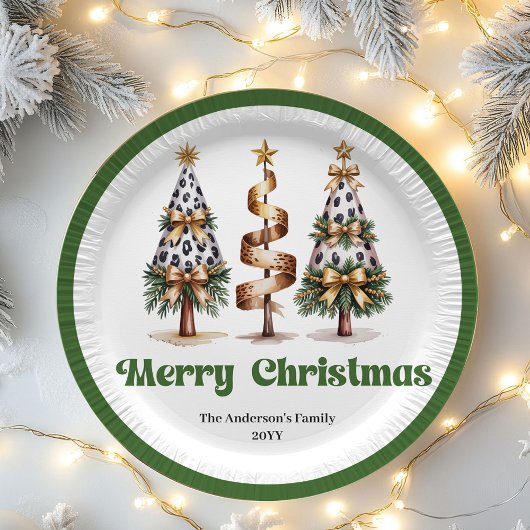 Elegant Christmas Tree Editable Custom Paper Plate ペーパープレート