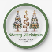 Elegant Christmas Tree Editable Custom Paper Plate ペーパープレート (正面)