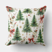 Elegant Christmas Tree Floral Pattern Pillow クッション (正面)