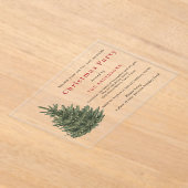 Elegant Christmas tree gold Christmas party アクリル招待状 (レイダウン)